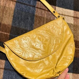HOBO Mustard Embossed Leather Crossbody Bag
